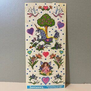 Vintage Illuminations 1983 Fantasies Stickers Enchanted Garden Unicorn Fairy
